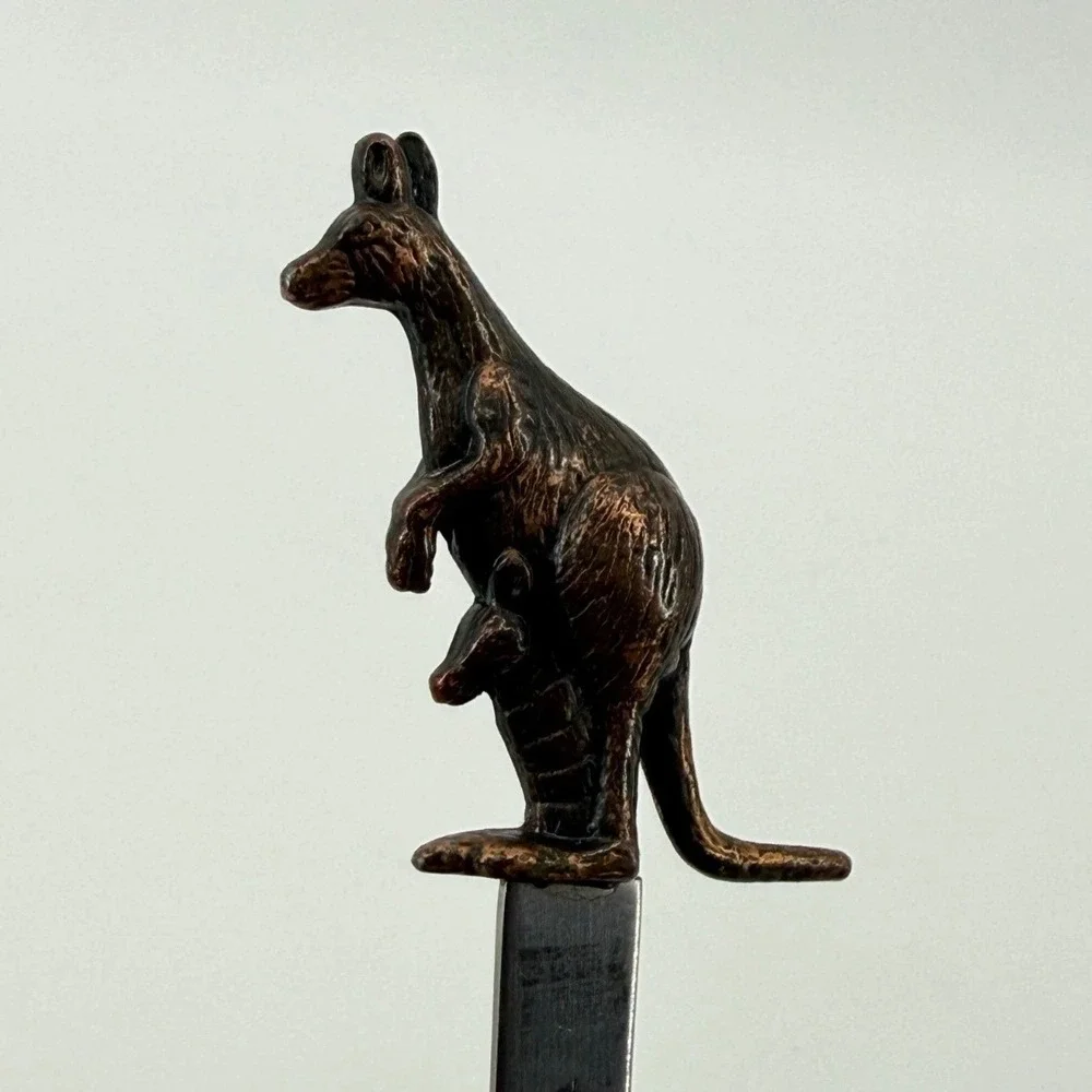 Vintage Letter Opener Kangaroo Joey Figural Stainless Steel Bronze Tone 981